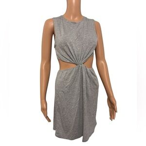 Gray Twist Front Sleeveless Crew Open Back Dress by Poof- Size Medium